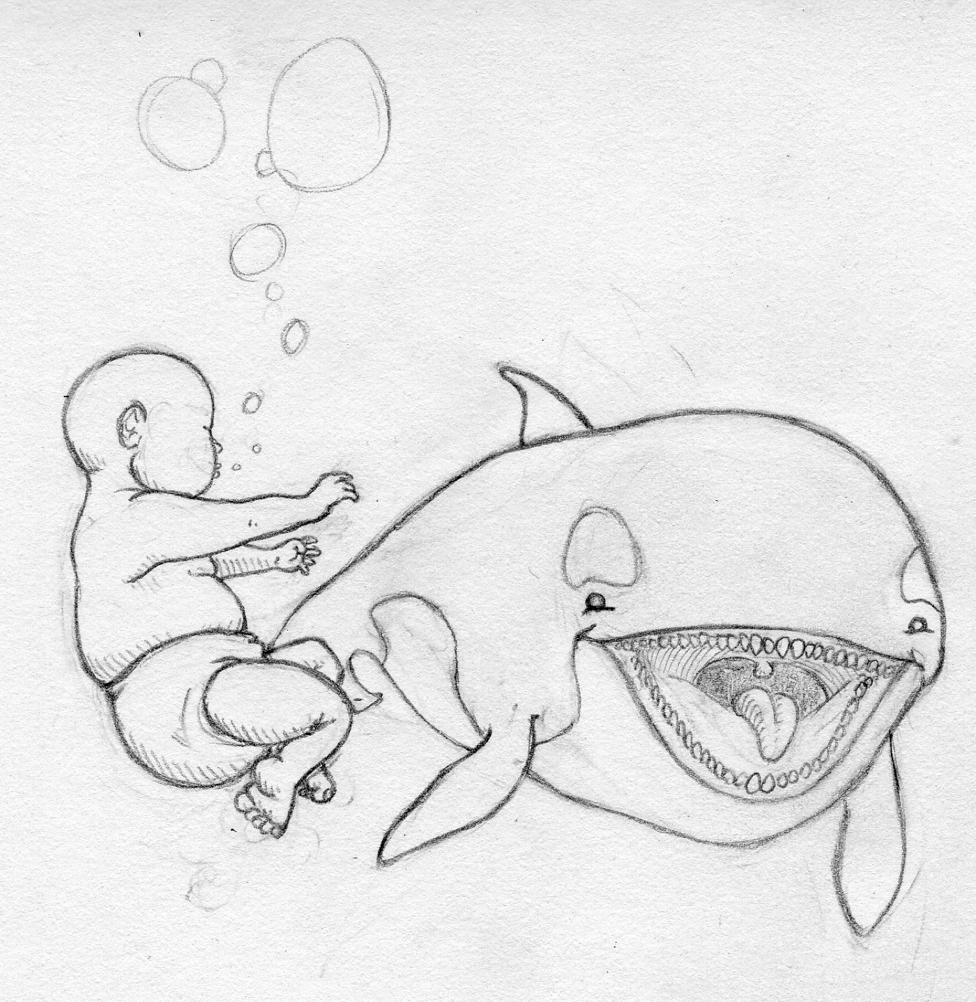 Pencil drawing: underwater.