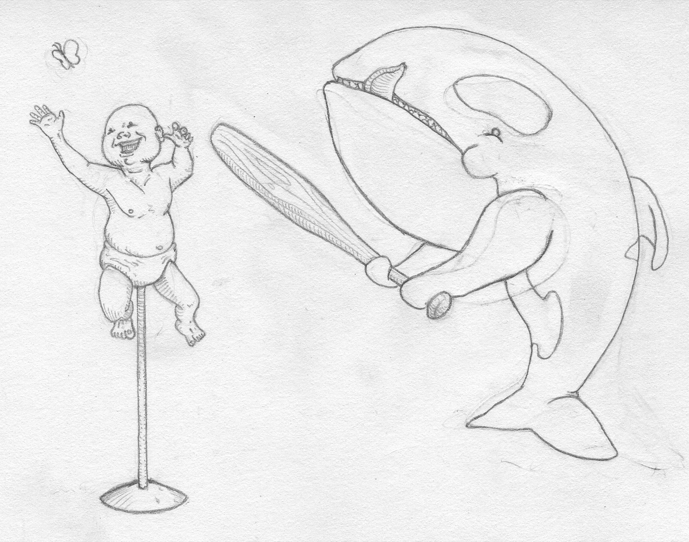 Pencil drawing: at bat.