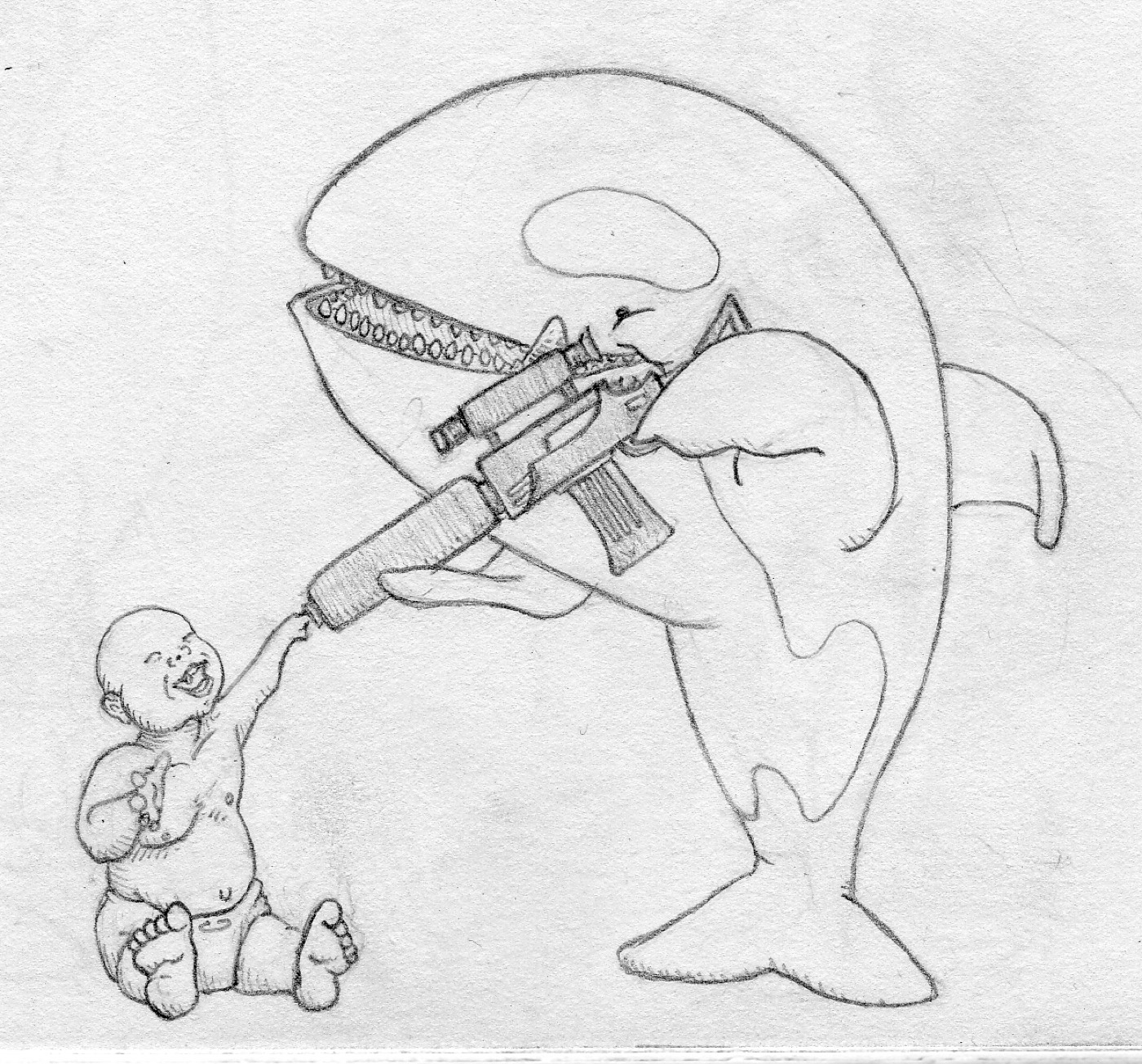 Pencil drawing: gun.