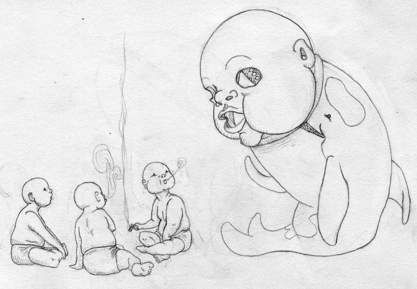 Pencil drawing: mask.