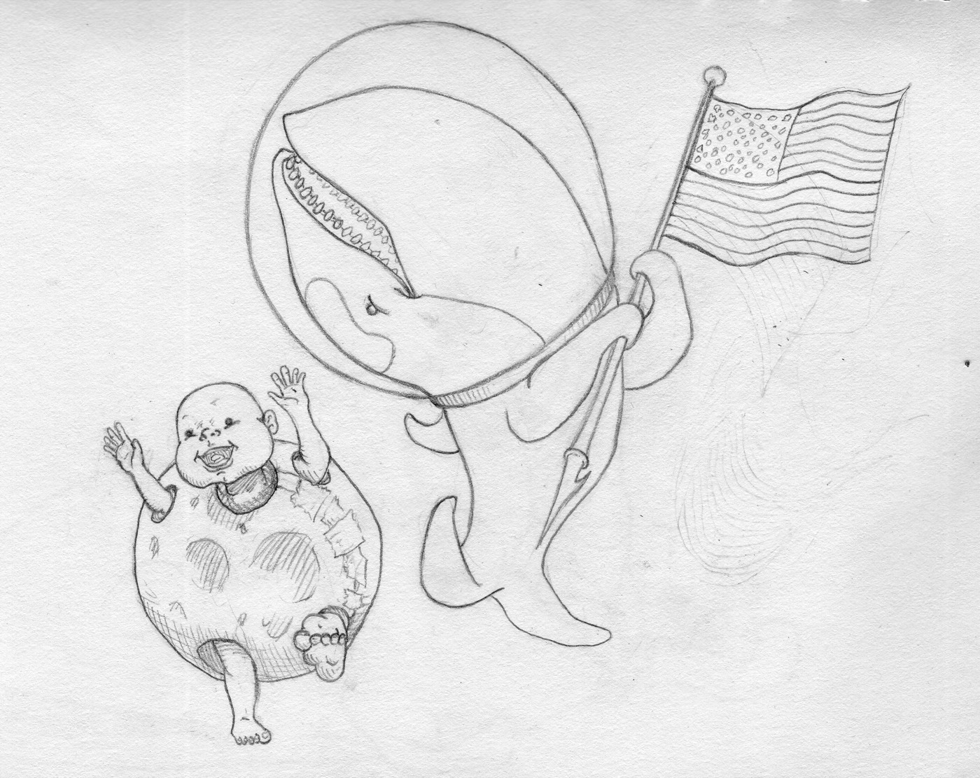 Pencil drawing: moon.